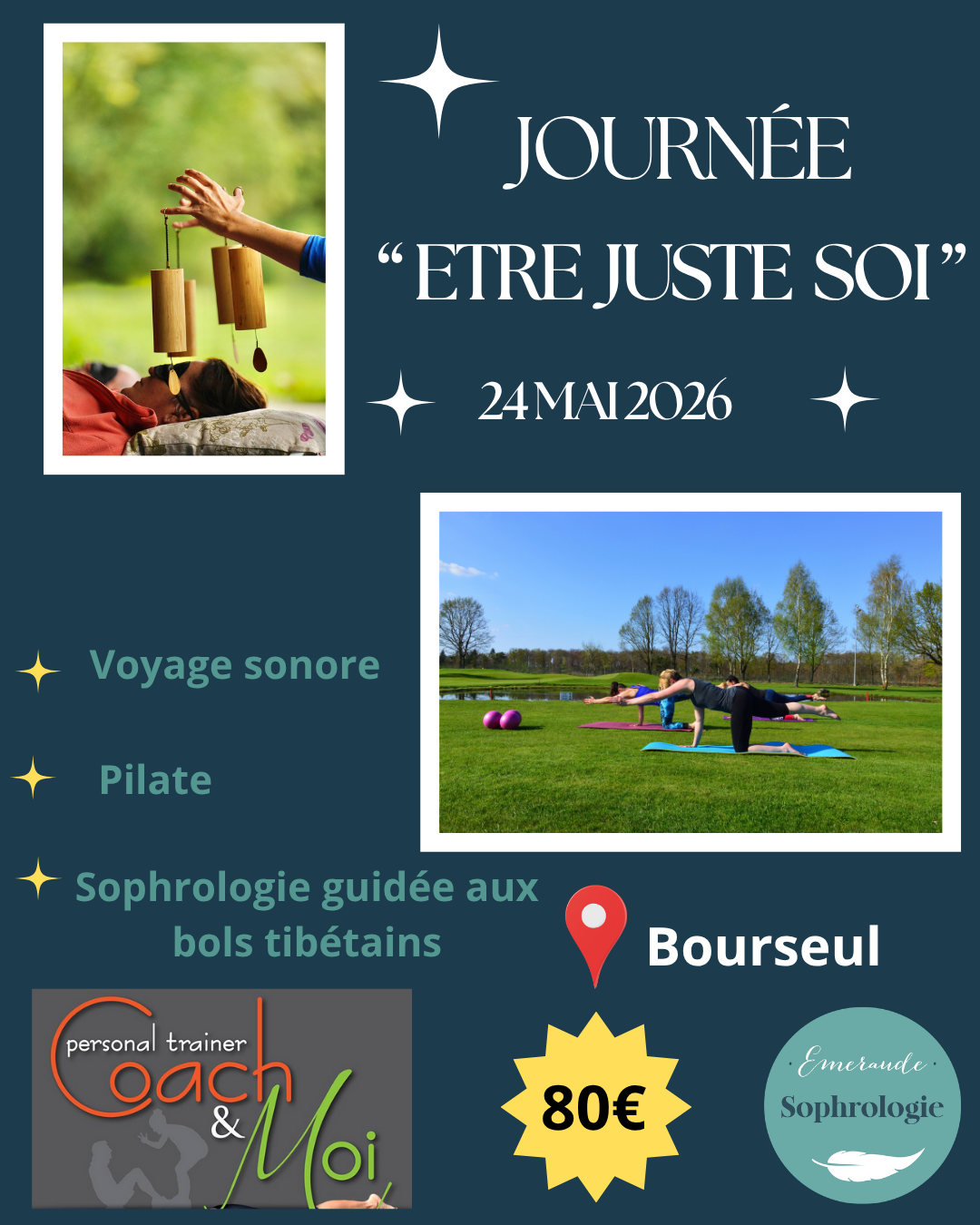 Journée bien-etre à bourseul atelier pilate voyage sonore sophrologie Delphine Emeraude Sophrologie Dinan Taden Cote d'armor cote d'emeraude